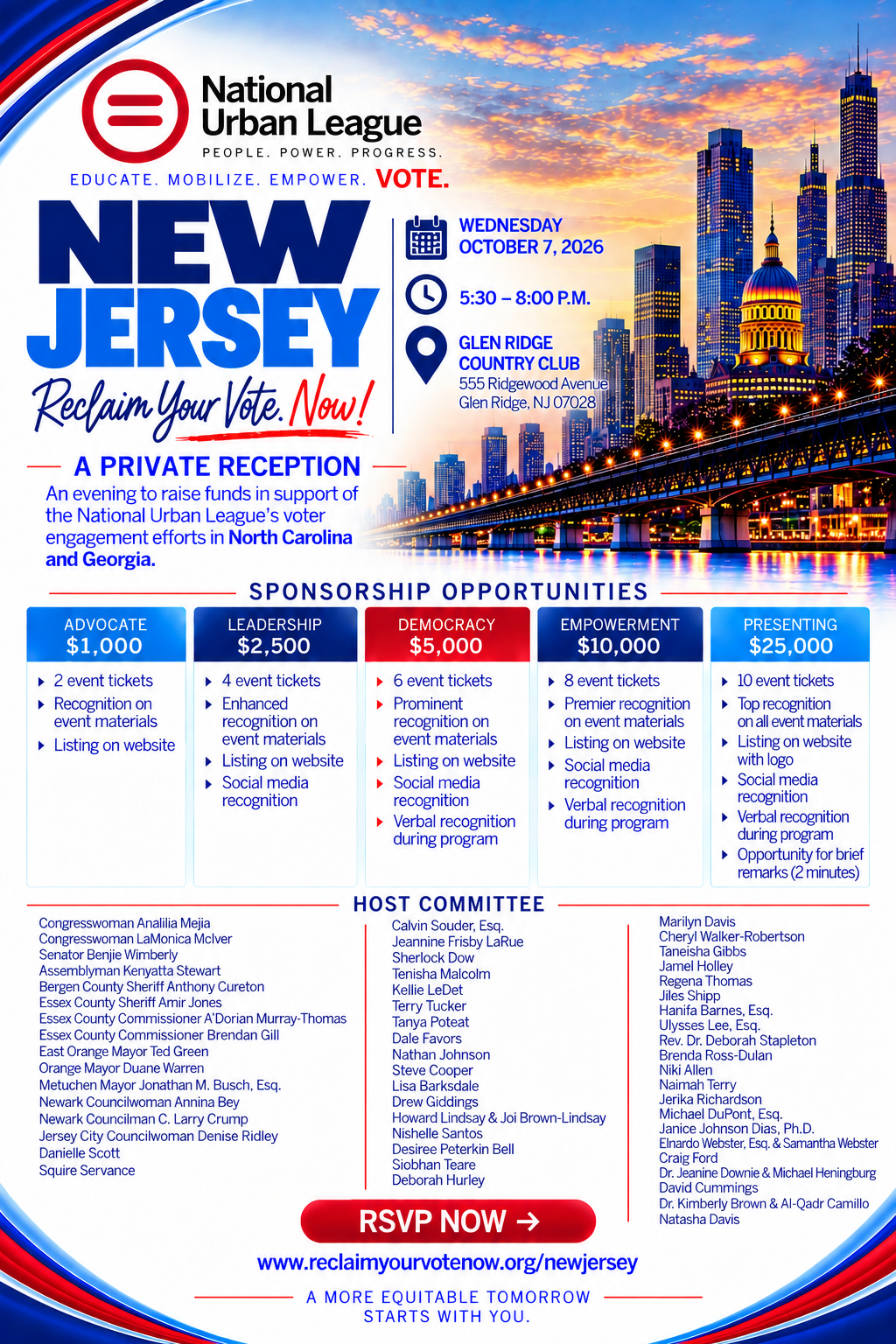 National Urban League New Jersey Reclaim Your Vote. Now! event flyer